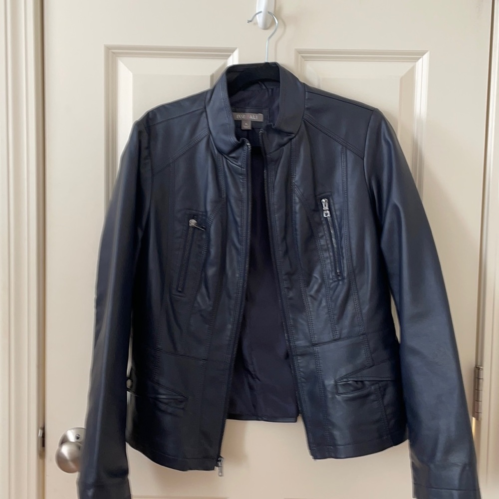 Navy blue jacket by Roz and Ali.